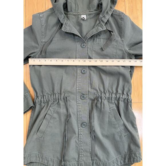 Brass Plum Green Khaki Military Army Jacket Women’s Sz M Hood Drawstring Pockets - Picture 3 of 8